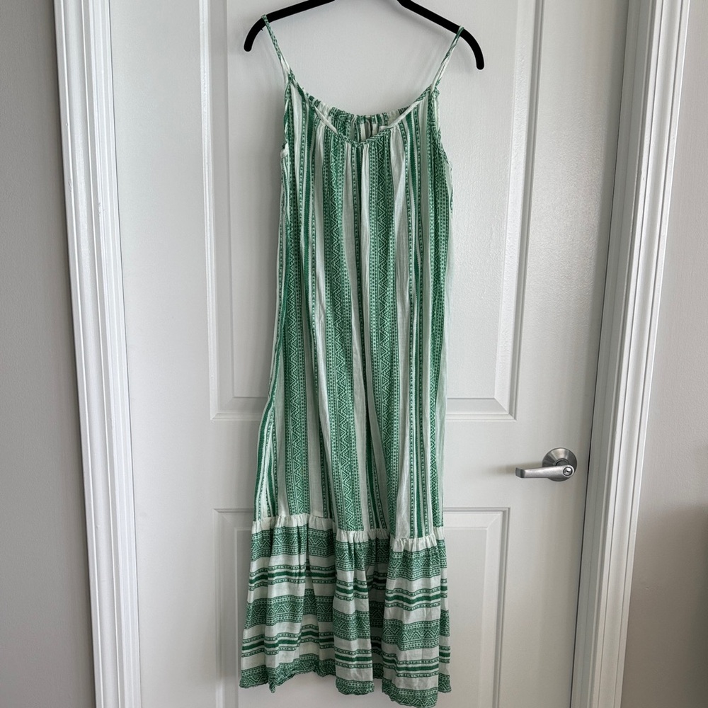 Green and White Striped Maxi Dress